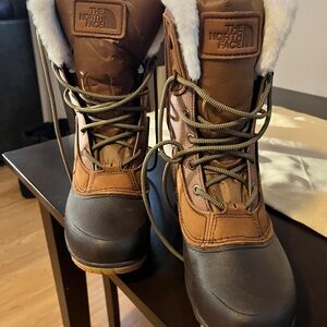 The North Face Brown and Black Lace-Up Snow Boots